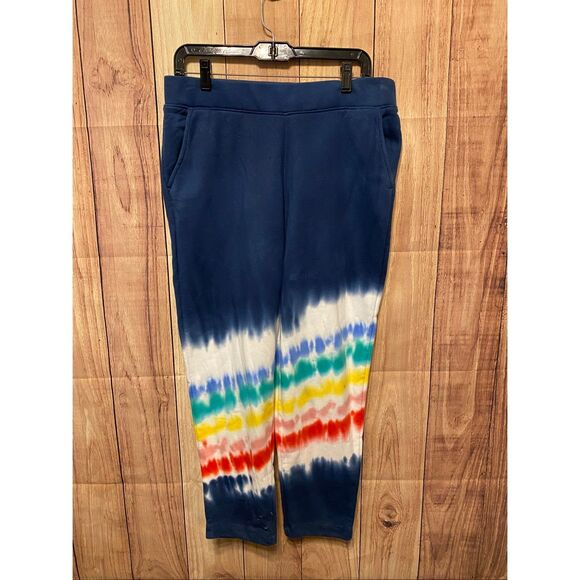 Lands’ End Small 6/8 seriously sweats joggers sweat pants blue tie dye women’s - Picture 2 of 9